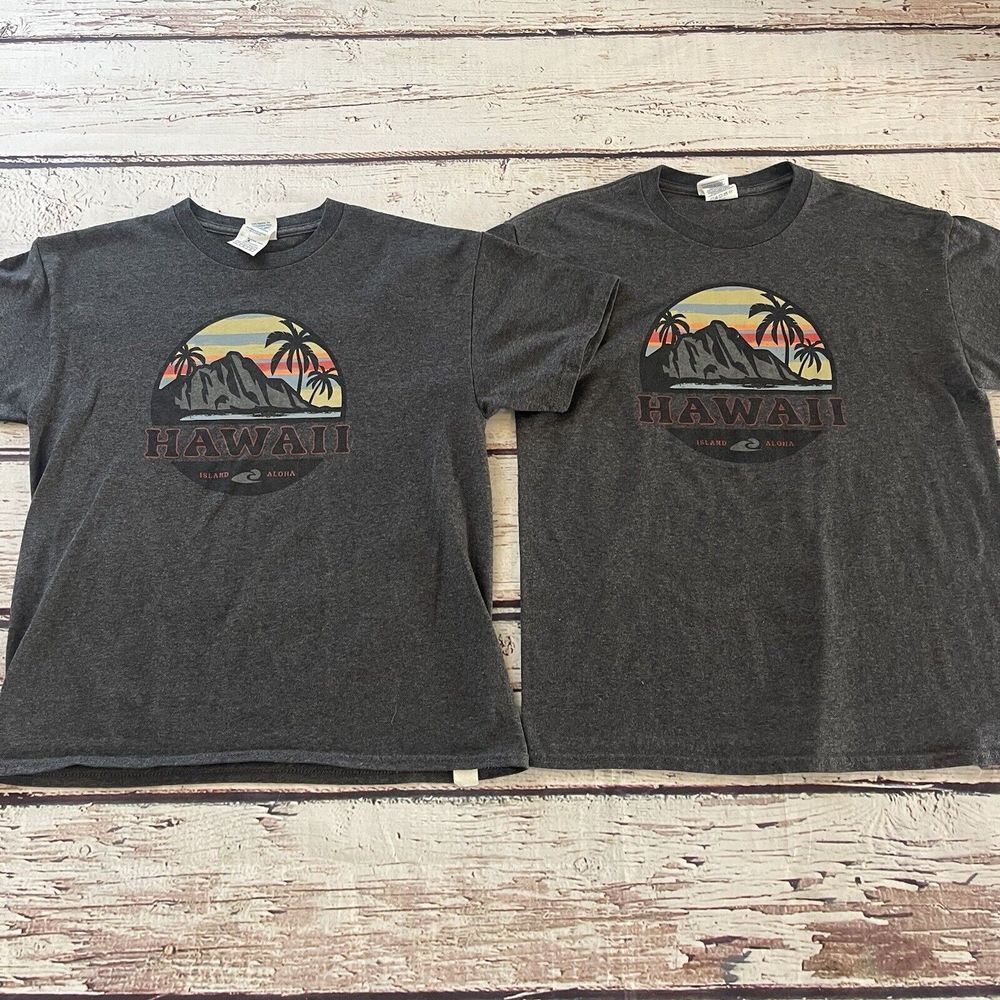 Vintage Hawaii Island Aloha T Shirt‎ Kids Size Large Set of 2